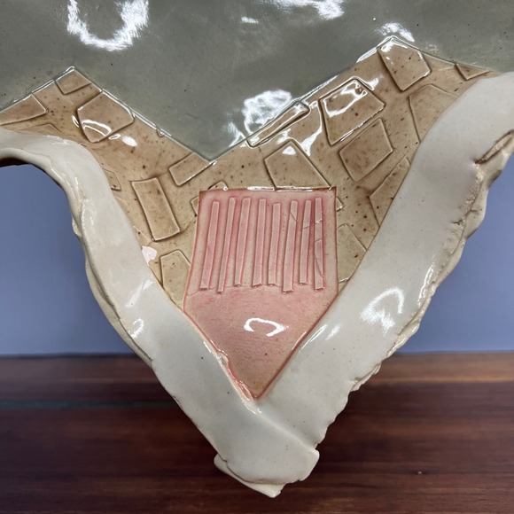 Vintage 1985 Demery Clay Pottery Bowl Ceramic Abstract Southwestern Handbuilt - Picture 4 of 11